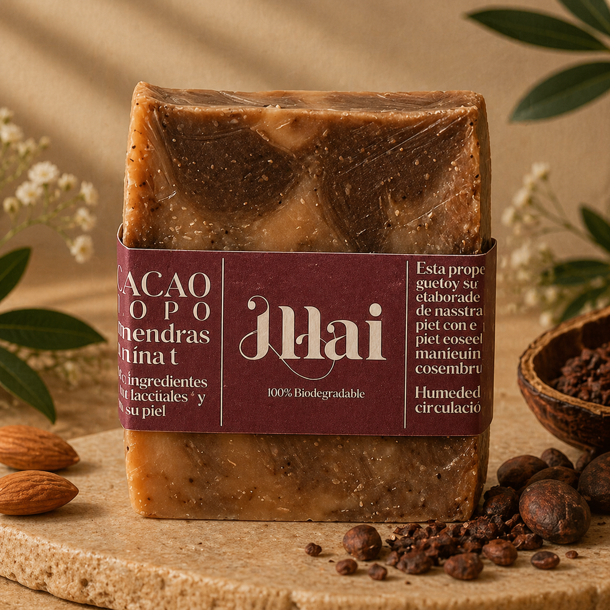 Jabón Sólido - Rosas & Cacao - Cosmética Natural Orgánica